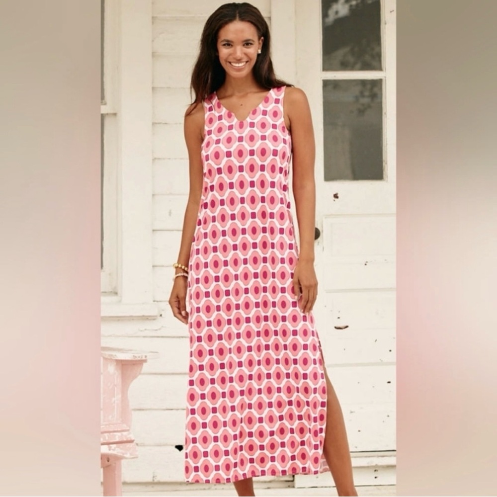 🆕 Cabana Life Coral Gables Coverluxe
Sleeveless Maxi Dress Pink White SPF 8 10 M